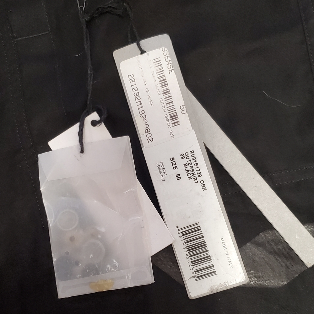 RICK OWENS : Black Cotton Outershirt Size: 50 - Picture 4 of 5